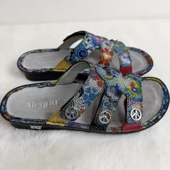 Alegria Venice Hippie Sandals Rainbow Peace Sign Women’s 39 / US 9 - Picture 2 of 9